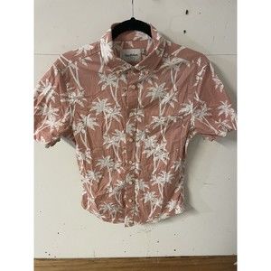 GOODFELLOW Men's pink Collared Short Sleeve Terry Button-Up Shirt size S vaction